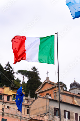 Bild auf Leinwand Italy flag isolated on the blue sky with clipping path