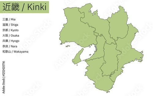 近畿地方の地図（線画）