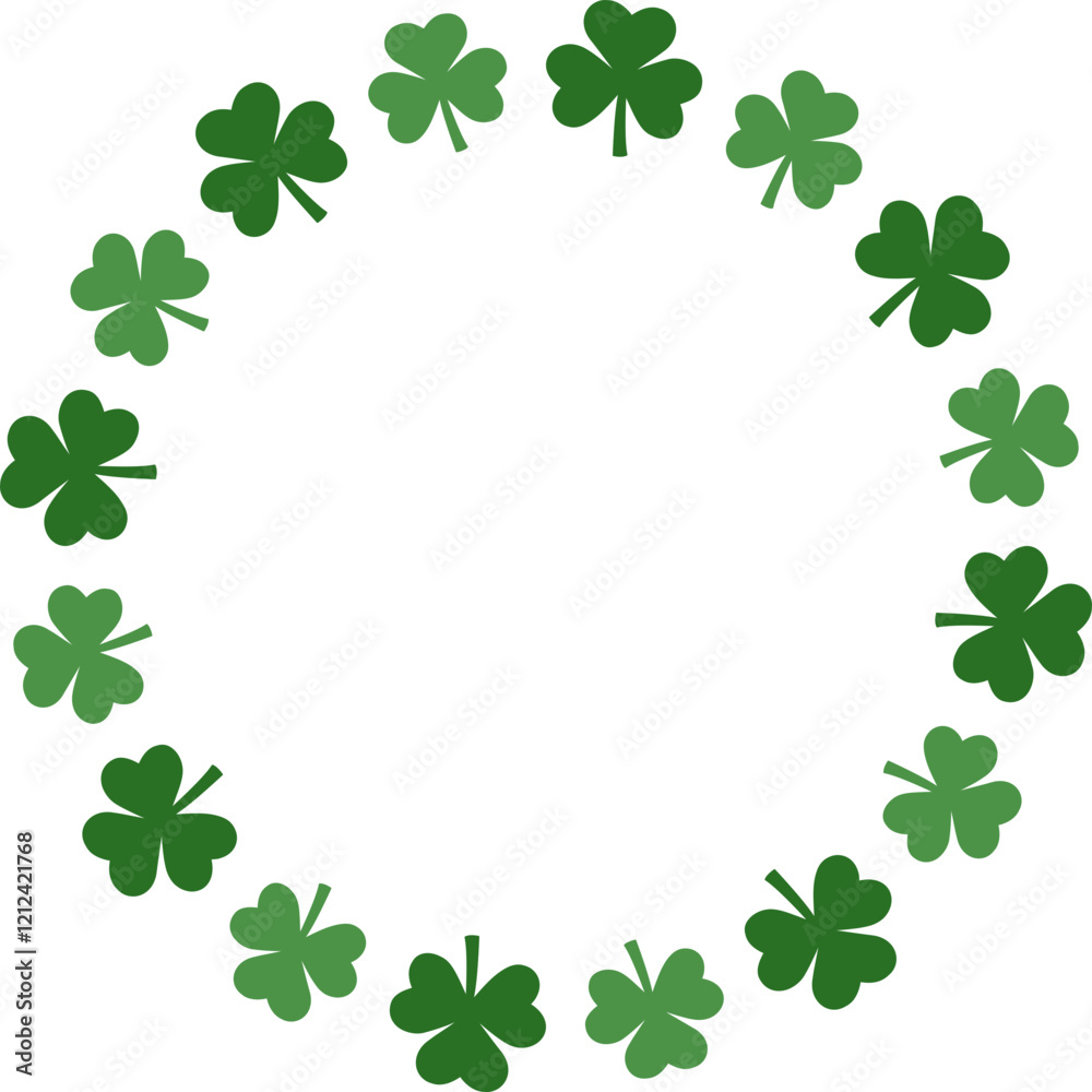 Shamrock Frame icon.
St Patrick’s day clover Wreath flat vector.
St Patrick round frame isolated. Shamrock Frame icon.
St Patrick’s day clover Wreath flat vector.
St Patrick round frame isolated.