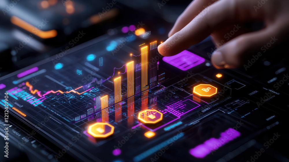 creative depiction of market analysis concepts with glowing graphs and data visualizations, showcasing technology and analytics creative depiction of market analysis concepts with glowing graphs and data visualizations, showcasing technology and analytics