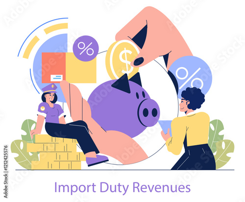 Customs Tariffs on Imports. Flat Vector Illustration