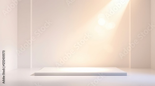 Serene White Platform  Minimalist Studio Backdrop with Soft Lighting
