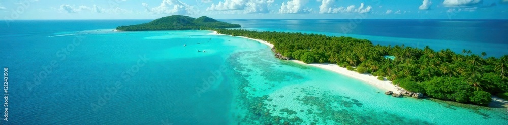 Aerial view of Cayman Islands, turquoise waters, lush greenery, exotic, idyllic, paradise