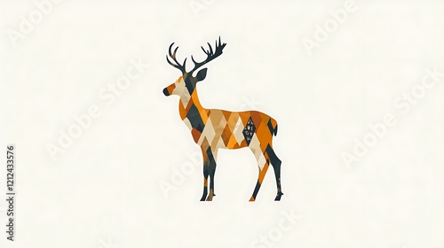 Abstract deer silhouette on white background photo