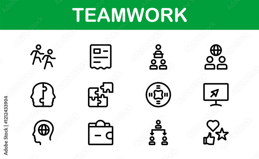 Modern Teamwork Icon Set. Professional and Minimalist Vectors for Collaboration, Team Building, and Office Projects in Outline Style. Modern Teamwork Icon Set. Professional and Minimalist Vectors for Collaboration, Team Building, and Office Projects in Outline Style.