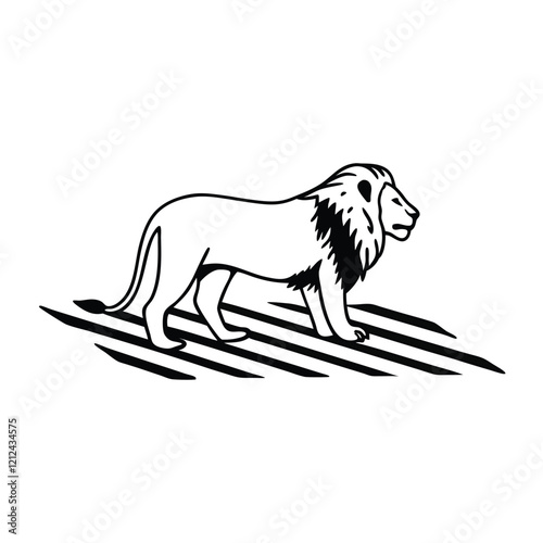 Icon of a lion silhouette, side view. emblem of strength, fortitude, and bravery