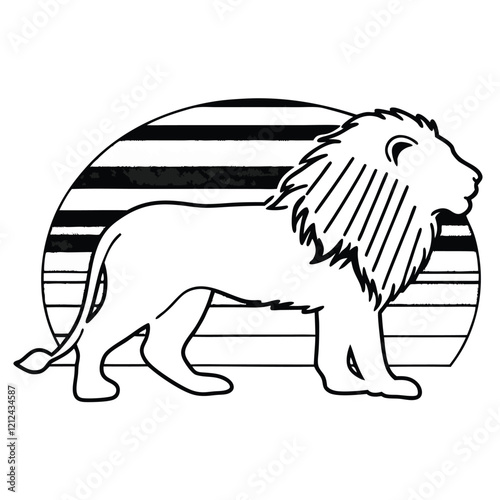 Icon of a lion silhouette, side view. emblem of strength, fortitude, and bravery