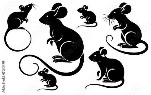 Rat logo icon design illustration,Mouse or Rat Icon set Vector Design on White Background.Rat.Mouse animal logos collection. Mouse animal logo set. Geometrical abstract logos. Icon design
 photo