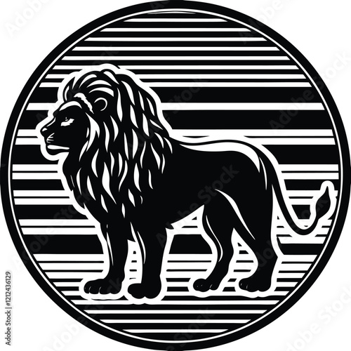 Icon of a lion silhouette, side view. emblem of strength, fortitude, and bravery