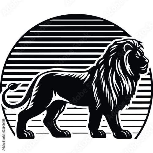 Icon of a lion silhouette, side view. emblem of strength, fortitude, and bravery