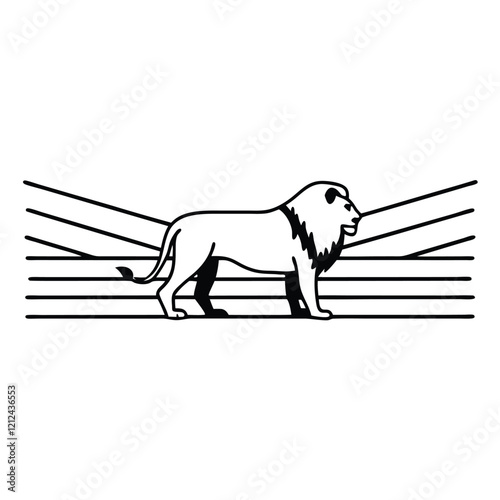 Icon of a lion silhouette, side view. emblem of strength, fortitude, and bravery
