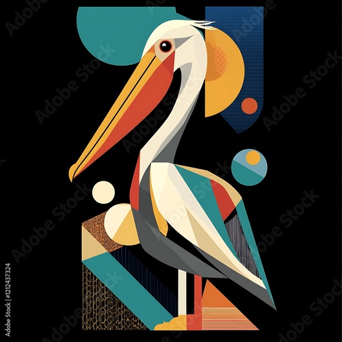 Abstract pelican graphic art design, modern art photo