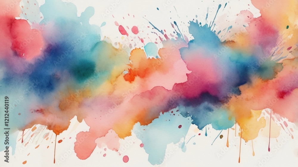 Fototapeta premium A bright watercolor background featuring a mix of colors, perfect for creative projects, branding or digital artwork.