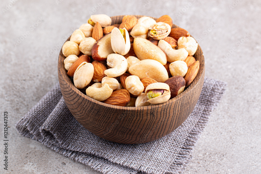 Healthy mix nuts. Almonds, hazelnuts, cashews, peanuts, pistachios, Brazil nuts Healthy mix nuts. Almonds, hazelnuts, cashews, peanuts, pistachios, Brazil nuts