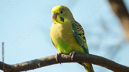 Colorful Parakeet Sitting Under Golden Sunlight photo
