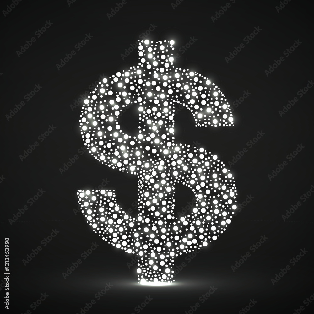 Dollar sign with glowing dots. Vector illustration Dollar sign with glowing dots. Vector illustration