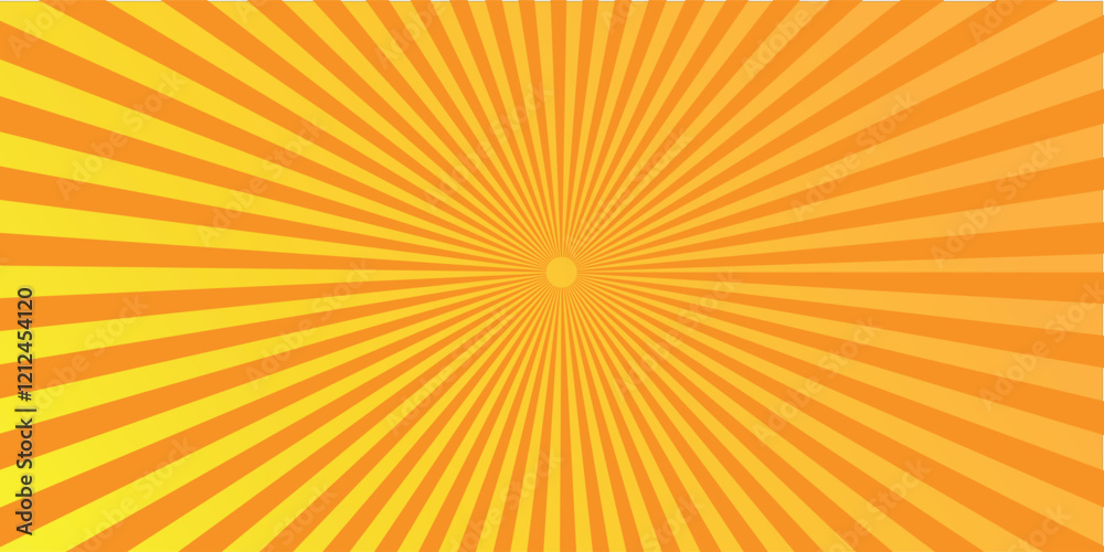 Obraz premium Yellow abstract background with light of sunburst. yellow starburst with halftone. sun ray retro background with flash