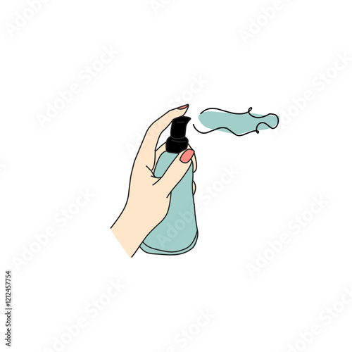 Hand Spraying pefume vector