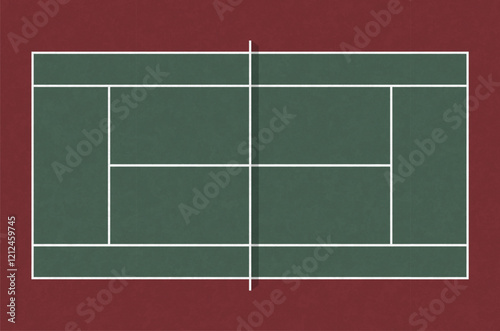 Realistic textured tennis court. Top view tennis court ground