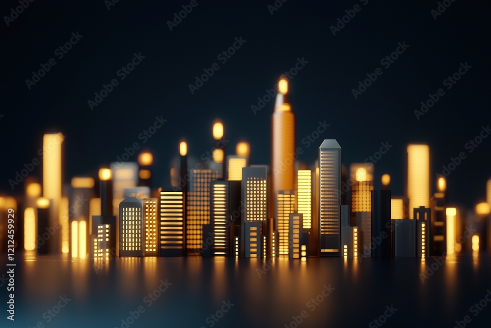 Illuminated city skyline with tall buildings glowing against a dark background, creating a vibrant urban atmosphere. Illuminated city skyline with tall buildings glowing against a dark background, creating a vibrant urban atmosphere.