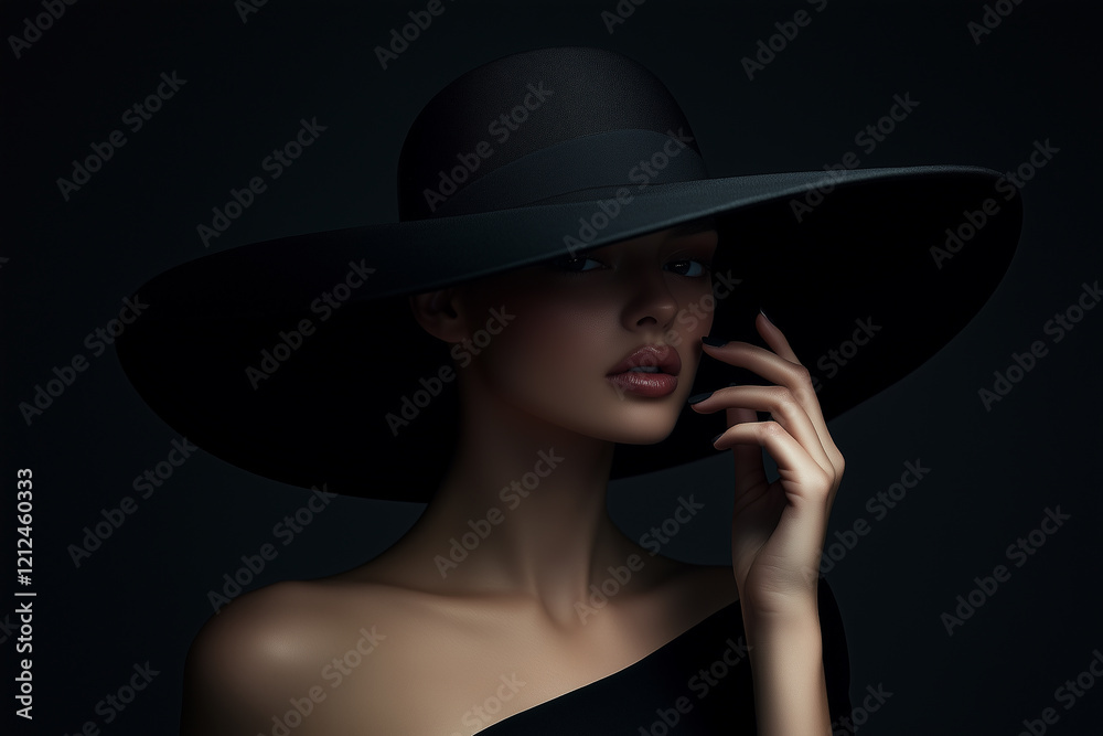Beautiful Women Wearing Black Hat Cap Beautiful Women Wearing Black Hat Cap