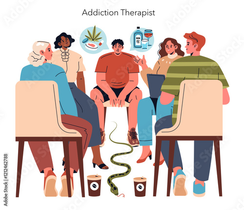Psychotherapists. Flat Vector Illustration