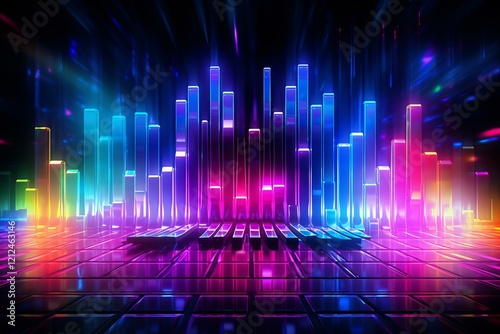 Futuristic neon cityscape glowing with vibrant colors  a digital art representation of a modern metropolis