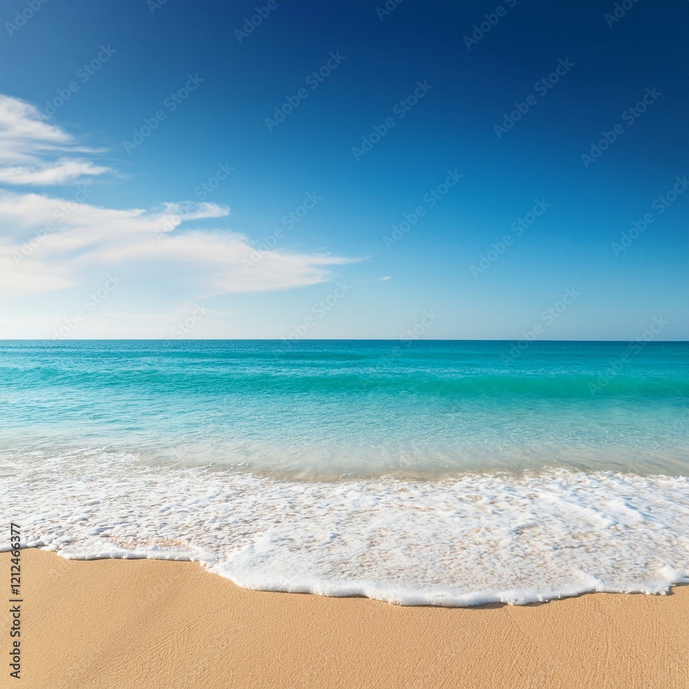 Fototapeta premium beautiful sandy beach and soft blue ocean wave