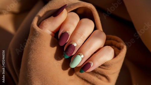 Luxurious Hand Styling with Gradient Matte Nails and Warm Textures photo