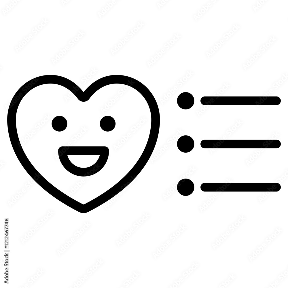 Fototapeta premium 웃는 하트 이모티콘과 체크 리스트 아이콘