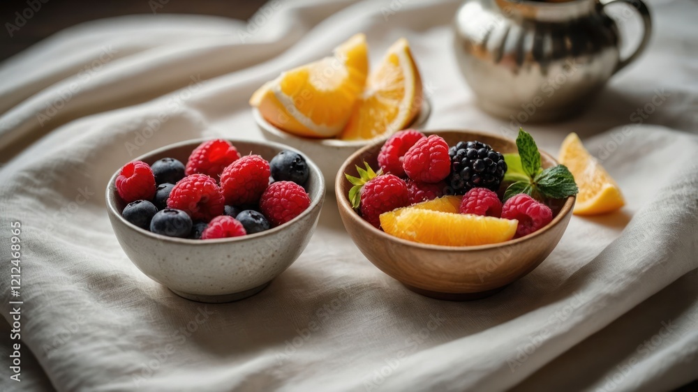 A serene display of fresh fruits in bowls, showcasing vibrant colors and natural textures. A serene display of fresh fruits in bowls, showcasing vibrant colors and natural textures.