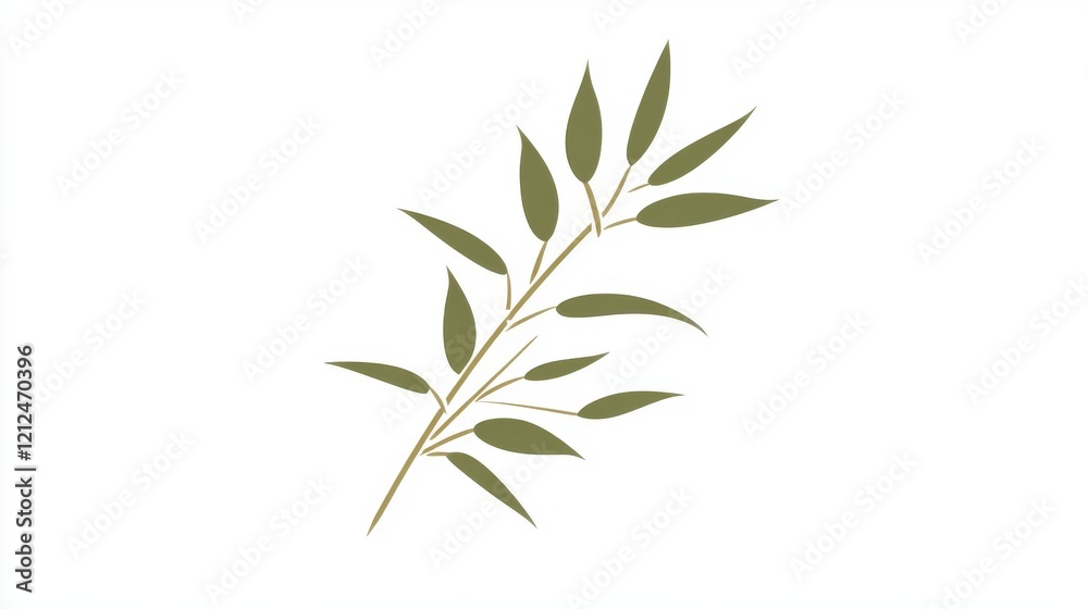 Obraz premium Stylized bamboo branch icon symbolizing strength and flexibility white background graphic design minimalist close-up nature concept