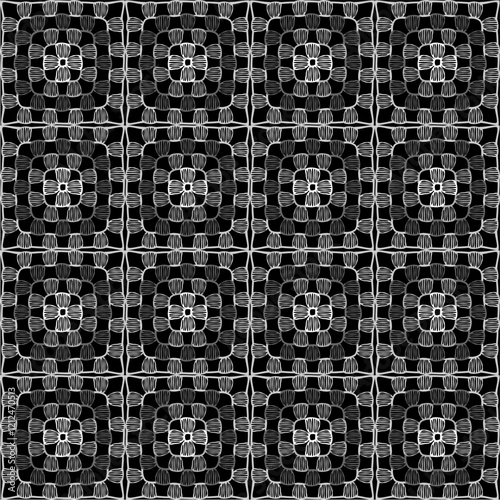 Pattern with crochet granny square wallpaper handmade decorative art design print	
