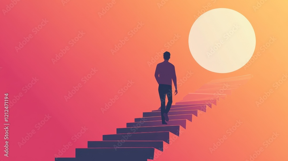 custom made wallpaper toronto digitalEntrepreneur on stairs moving towards goal flat design front view corporate theme animation vivid