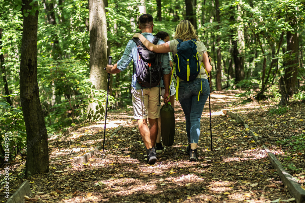 A family enjoys hiking together in nature on a sunny summer day. They walk along a trail, taking in the beautiful surroundings and sharing smiles and laughter.
A family enjoys hiking together in nature on a sunny summer day. They walk along a trail, taking in the beautiful surroundings and sharing smiles and laughter.