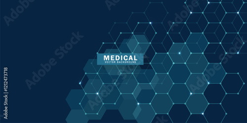 Abstract technology or medical background with hexagons shape pattern