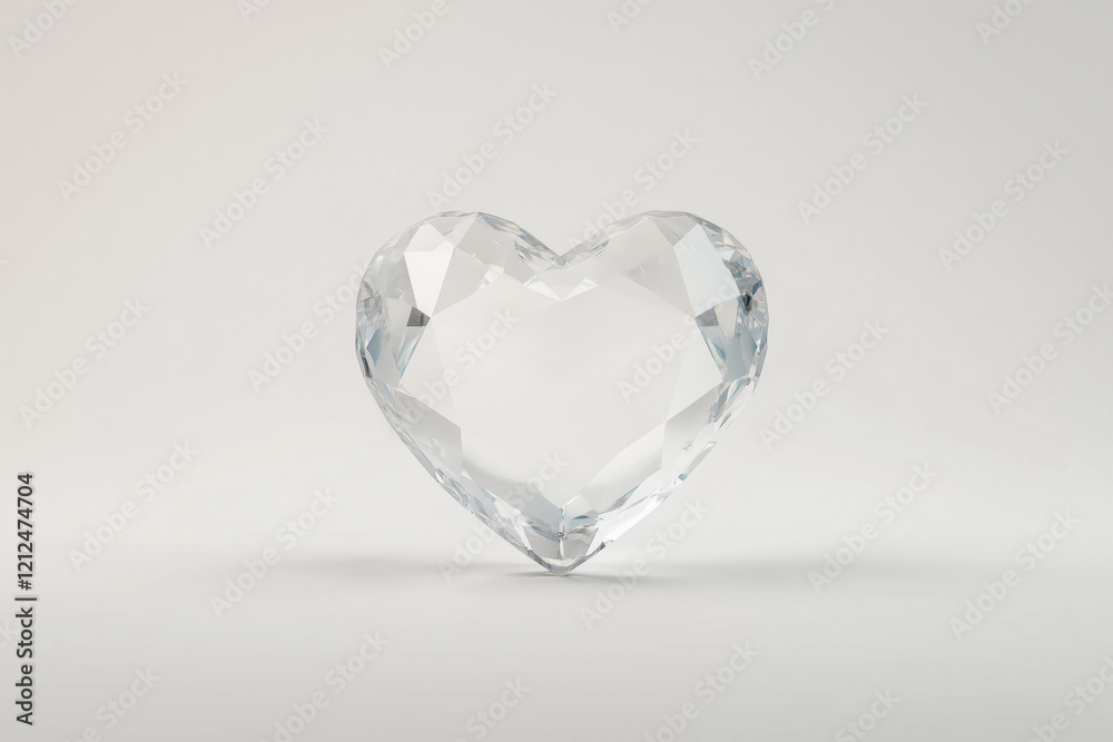 Fototapeta premium Heart shaped diamond on a white background. Crystal Heart. Valentine's day, Love and Romantic concept