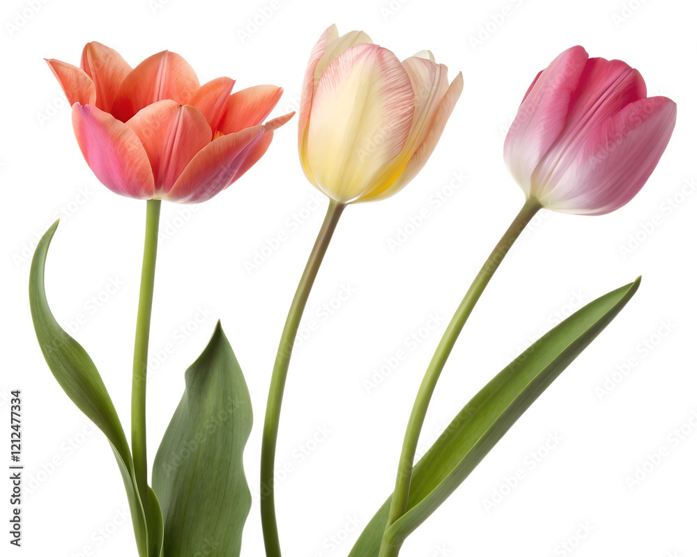 Trio of elegant blooming tulips, cut out Trio of elegant blooming tulips, cut out