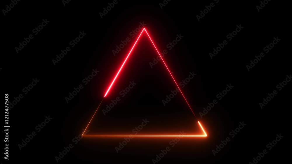 Animated neon glowing triangle on black background. triangle icon motion graphics. triangle frame loading 4k video footage.