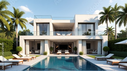 Luxury Modern Villa Resort Illustration