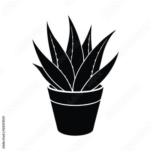 silhouette of a potted aloe vera plant