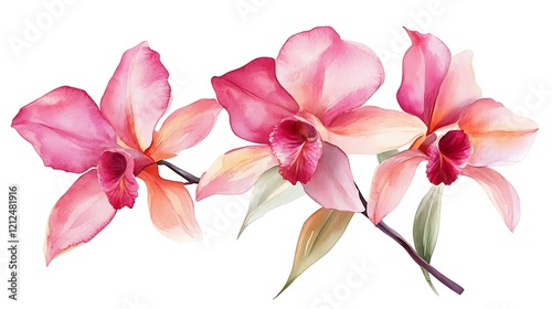 Charming Pink Orchids in Artistic Watercolor