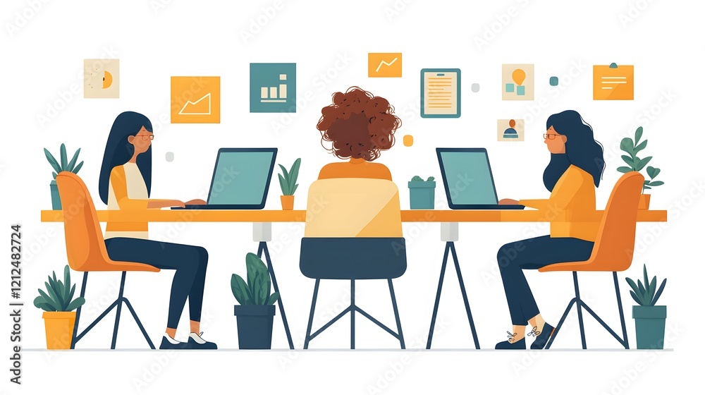 Online community members sharing insights and collaborating under a skilled community manager, 8K flat vector style, Online community members sharing insights and collaborating under a skilled community manager, 8K flat vector style,