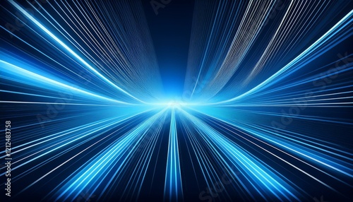 Abstract futuristic vector with blue light rays  motion blur  and dynamic stripes over dark blue technology themes.