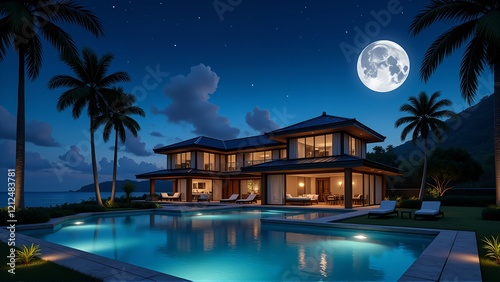 Luxury Modern Villa Resort Illustration