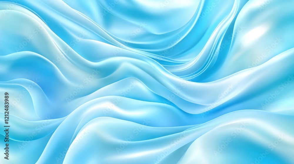 Obraz premium Abstract blue fabric waves, flowing, background, design, textile