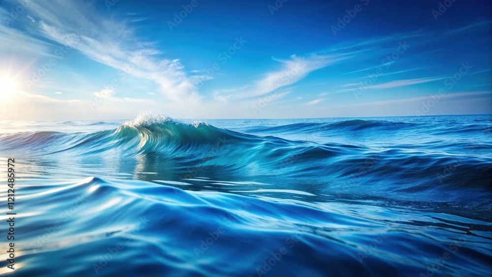 Obraz premium Calming Ocean Waves on Blue Abstract Background, gentle, blue shades , gentle