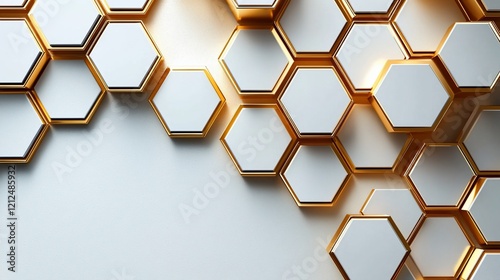 Abstract gold and white hexagon pattern. (1) photo