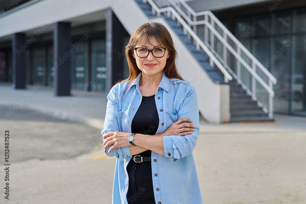 Φωτογραφία Outdoor portrait of confident beautiful mature woman, urban background