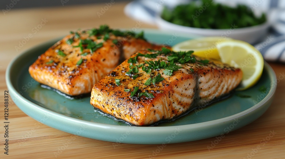 Delicious Pan-Seared Salmon with Lemon and Parsley Delicious Pan-Seared Salmon with Lemon and Parsley